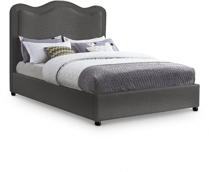 Felix Linen Textured Fabric King Bed Grey - Gate FurnitureKing Bed
