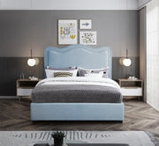 Felix Linen Textured Fabric King Bed Light Blue - Gate FurnitureKing Bed