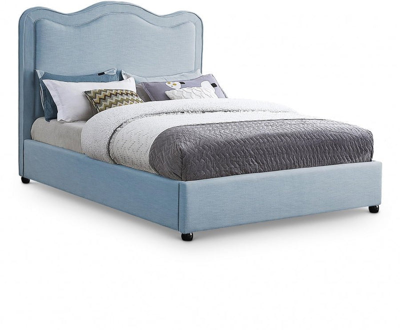 Felix Linen Textured Fabric King Bed Light Blue - Gate FurnitureKing Bed