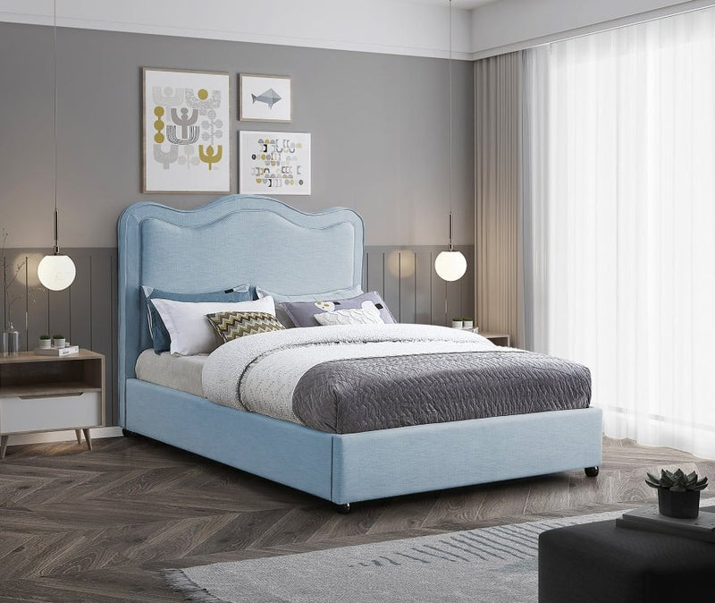 Felix Linen Textured Fabric King Bed Light Blue - Gate FurnitureKing Bed