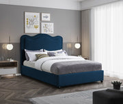 Felix Linen Textured Fabric Queen Bed Blue - Gate FurnitureQueen Bed