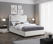 Felix Linen Textured Fabric Queen Bed Cream - Gate FurnitureQueen Bed