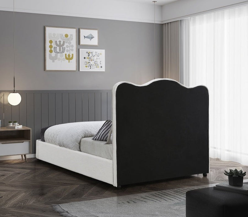 Felix Linen Textured Fabric Queen Bed Cream - Gate FurnitureQueen Bed