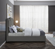 Felix Linen Textured Fabric Queen Bed Grey - Gate FurnitureQueen Bed