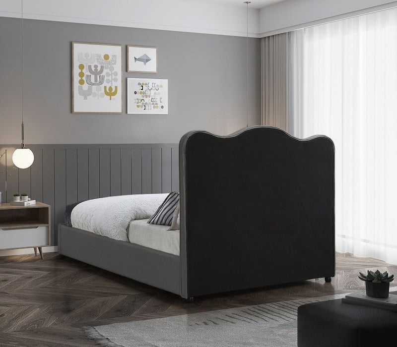 Felix Linen Textured Fabric Queen Bed Grey - Gate FurnitureQueen Bed