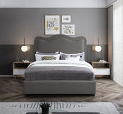 Felix Linen Textured Fabric Queen Bed Grey - Gate FurnitureQueen Bed