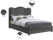 Felix Linen Textured Fabric Queen Bed Grey - Gate FurnitureQueen Bed