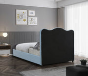 Felix Linen Textured Fabric Queen Bed Light Blue - Gate FurnitureQueen Bed