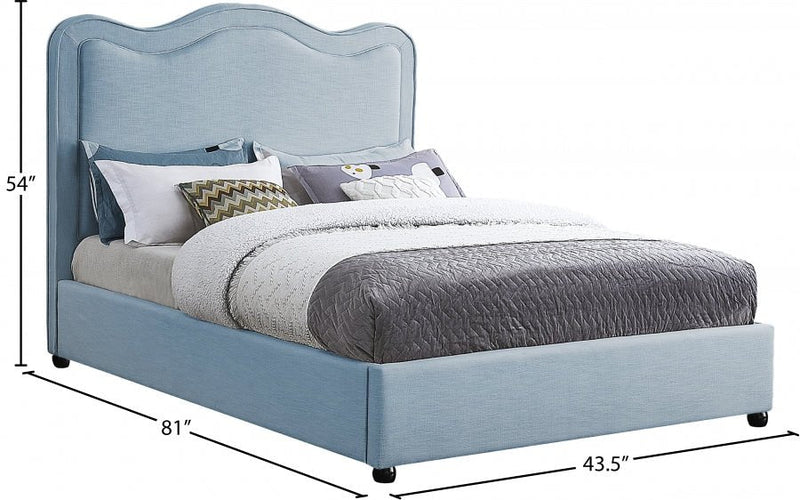 Felix Linen Textured Fabric Queen Bed Light Blue - Gate FurnitureQueen Bed