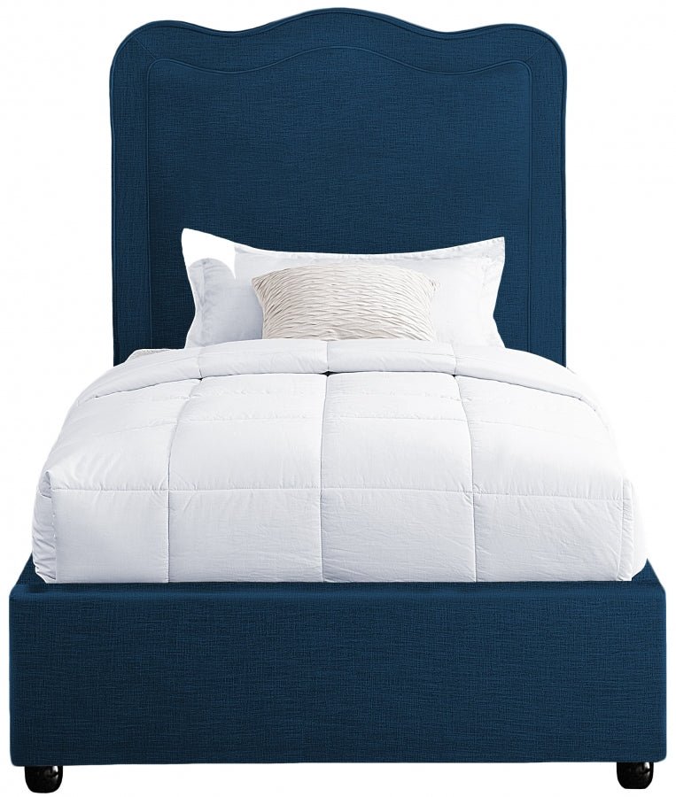 Felix Linen Textured Fabric Twin Bed Blue - Gate FurnitureTwin Bed