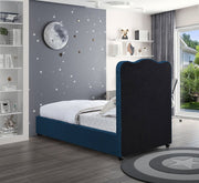 Felix Linen Textured Fabric Twin Bed Blue - Gate FurnitureTwin Bed