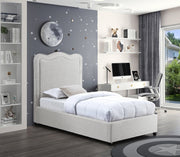 Felix Linen Textured Fabric Twin Bed Cream - Gate FurnitureTwin Bed