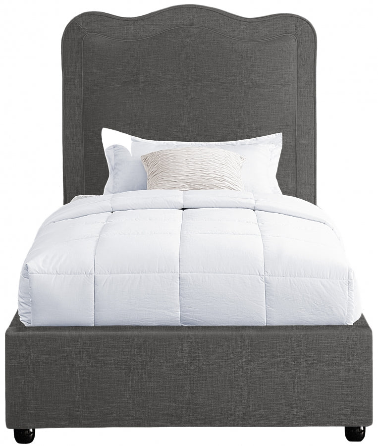 Felix Linen Textured Fabric Twin Bed Grey - Gate FurnitureTwin Bed