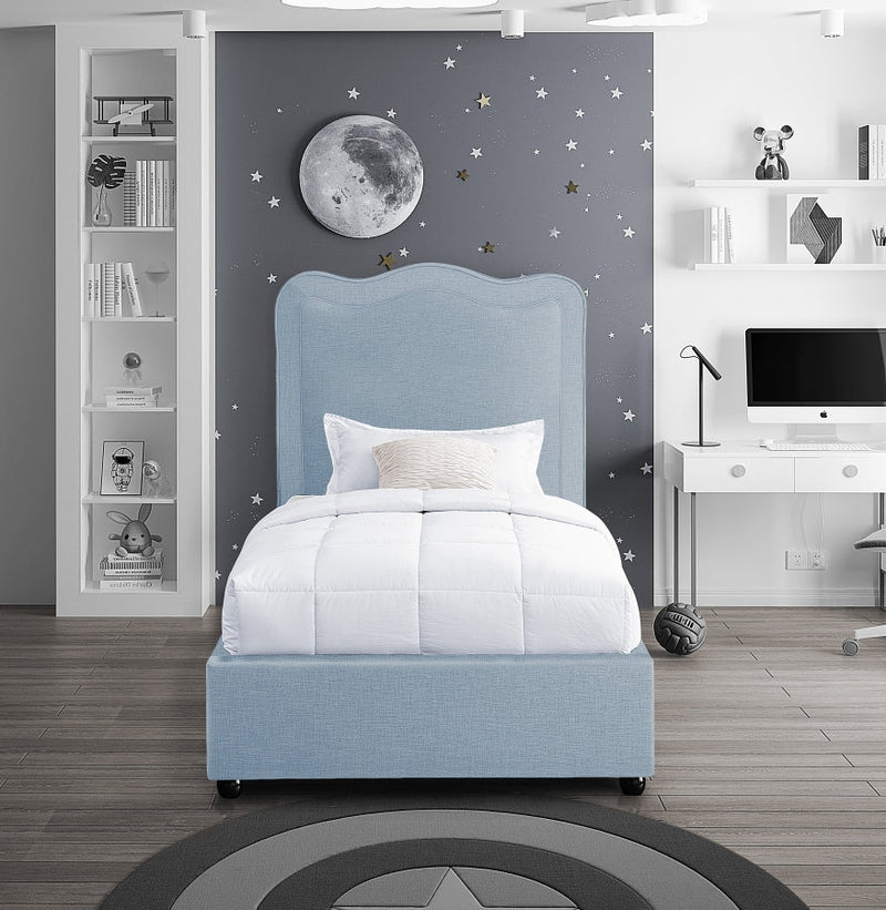 Felix Linen Textured Fabric Twin Bed Light Blue - Gate FurnitureTwin Bed