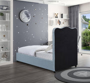 Felix Linen Textured Fabric Twin Bed Light Blue - Gate FurnitureTwin Bed