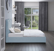 Felix Linen Textured Fabric Twin Bed Light Blue - Gate FurnitureTwin Bed