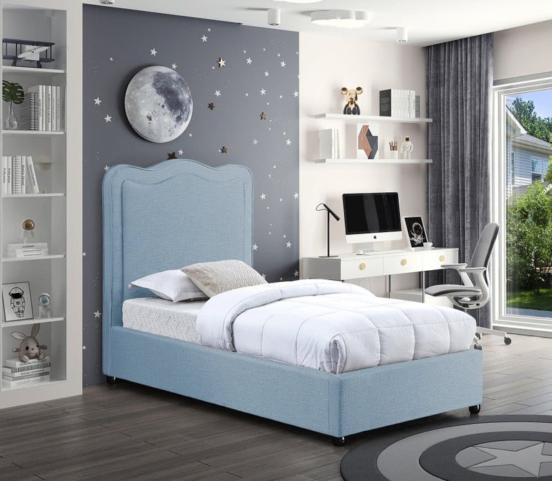 Felix Linen Textured Fabric Twin Bed Light Blue - Gate FurnitureTwin Bed