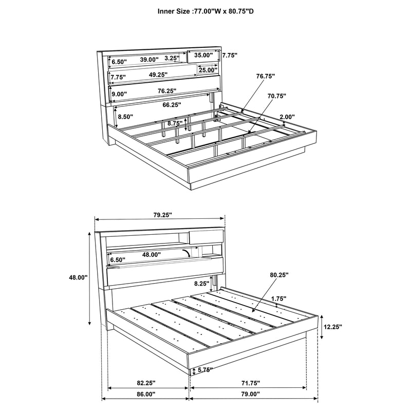 Fenwick 4-piece Eastern King Bedroom Set Grey Oak - 224981KE-S4