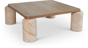 Ferrara Marble Base And Oak Wood Top Coffee Table in Beige - 99009Beige-CT