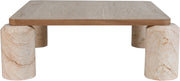 Ferrara Marble Base And Oak Wood Top Coffee Table in Beige - 99009Beige-CT