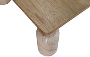 Ferrara Marble Base And Oak Wood Top Coffee Table in Beige - 99009Beige-CT