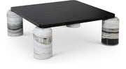 Ferrara Marble Base And Oak Wood Top Coffee Table in Panda - 99009Panda-CT