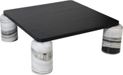 Ferrara Marble Base And Oak Wood Top Coffee Table in Panda - 99009Panda-CT