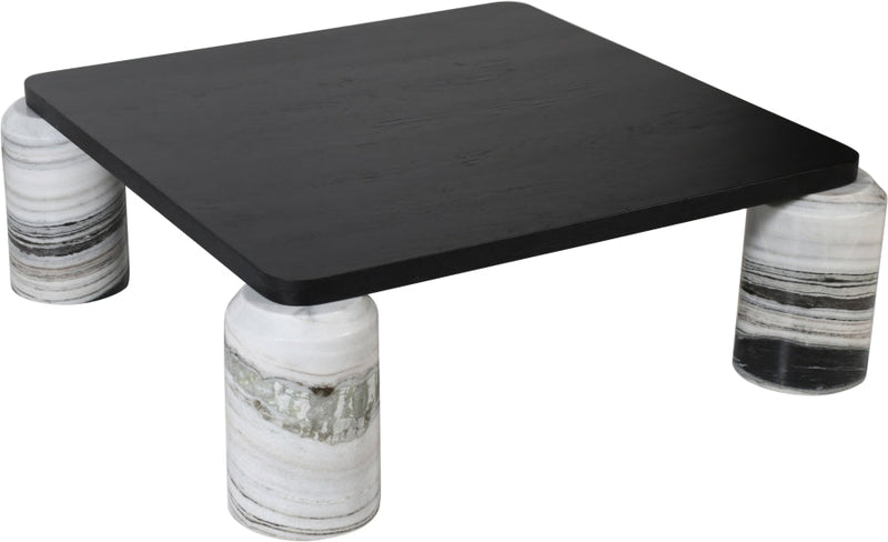 Ferrara Marble Base And Oak Wood Top Coffee Table in Panda - 99009Panda-CT