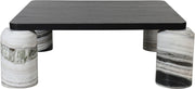 Ferrara Marble Base And Oak Wood Top Coffee Table in Panda - 99009Panda-CT