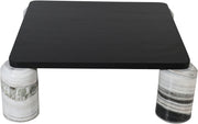 Ferrara Marble Base And Oak Wood Top Coffee Table in Panda - 99009Panda-CT