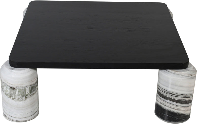 Ferrara Marble Base And Oak Wood Top Coffee Table in Panda - 99009Panda-CT