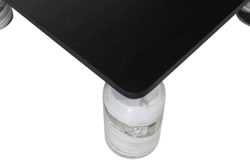 Ferrara Marble Base And Oak Wood Top Coffee Table in Panda - 99009Panda-CT