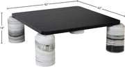 Ferrara Marble Base And Oak Wood Top Coffee Table in Panda - 99009Panda-CT