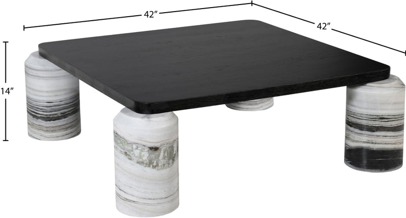 Ferrara Marble Base And Oak Wood Top Coffee Table in Panda - 99009Panda-CT