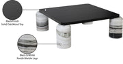 Ferrara Marble Base And Oak Wood Top Coffee Table in Panda - 99009Panda-CT