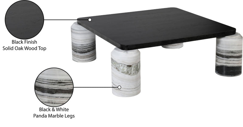 Ferrara Marble Base And Oak Wood Top Coffee Table in Panda - 99009Panda-CT