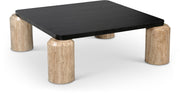 Ferrara Travertine Base And Oak Wood Top Coffee Table in Natural - 99009Travertine-CT