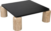 Ferrara Travertine Base And Oak Wood Top Coffee Table in Natural - 99009Travertine-CT