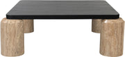 Ferrara Travertine Base And Oak Wood Top Coffee Table in Natural - 99009Travertine-CT