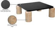 Ferrara Travertine Base And Oak Wood Top Coffee Table in Natural - 99009Travertine-CT