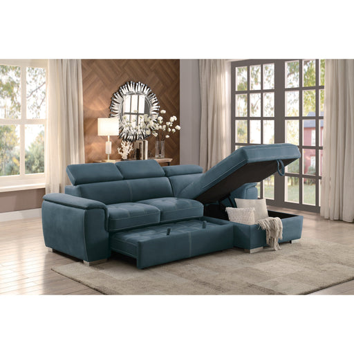 Ferriday Blue Storage Sleeper Sectional - Gate FurnitureSleeper Sectional