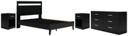 Finch Queen Panel Platform Bed, Dresser and 2 Nightstands in Black/Brown - PKG011292