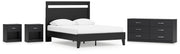Finch Queen Panel Platform Bed with Dresser and 2 Nightstands in Black/Brown - PKG017945