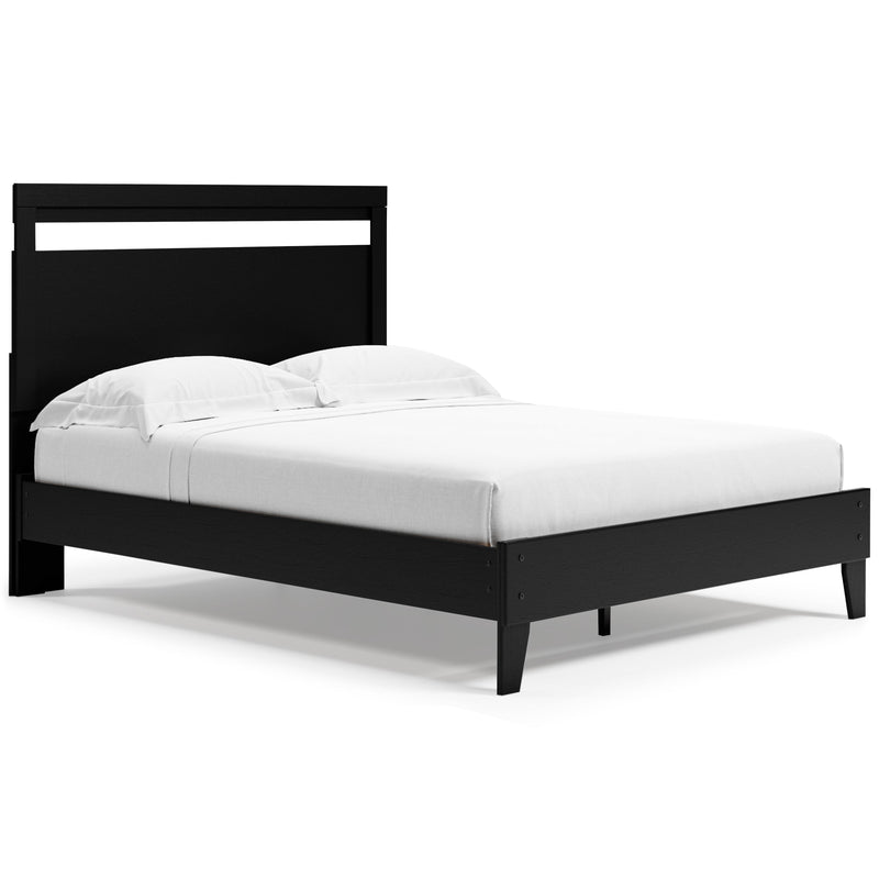 Finch Queen Panel Platform Bed with Dresser and 2 Nightstands in Black/Brown - PKG017945