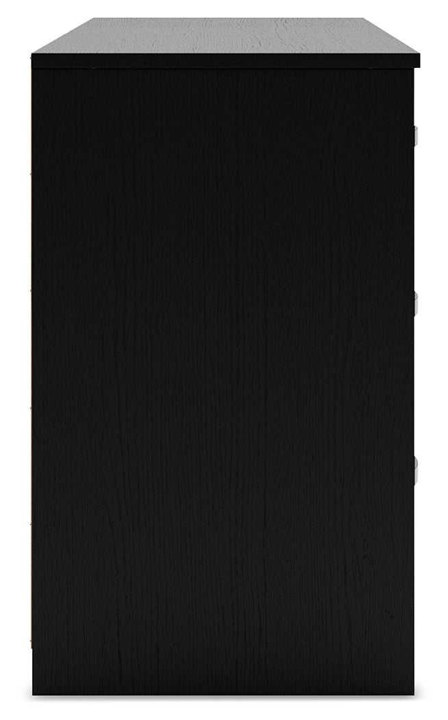Finch Queen Panel Platform Bed with Dresser in Black/Brown - PKG017941