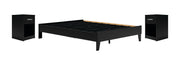 Finch Queen Platform Bed and 2 Nightstands in Black - PKG012232