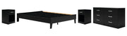 Finch Queen Platform Bed with Dresser and 2 Nightstands in Black - PKG011232