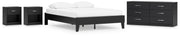 Finch Queen Platform Bed with Dresser and 2 Nightstands in Black - PKG017923