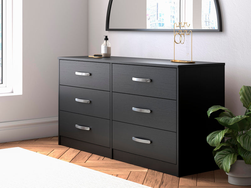 Finch Queen Platform Bed with Dresser and 2 Nightstands in Black - PKG017923