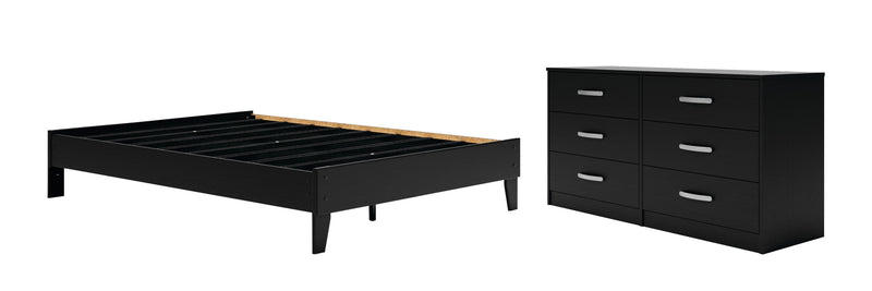 Finch Queen Platform Bed with Dresser in Black - PKG011231